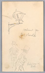 Esquisse de casque et hommes à Eton