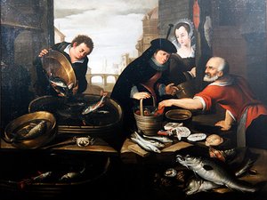 Un étal de vendeur de poissons