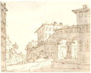 Partie de rue italienne avec église à gauche et portail à droite - Aron Wallick