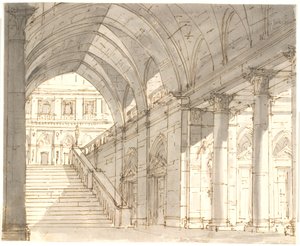 Vestibule avec escalier et colonnes