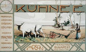 Publicité pour les machines agricoles fabriquées par E. Kuehne de Budapest