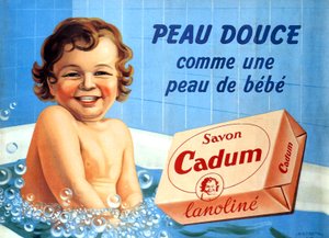 Bébé dans un bain pour savon Cadum 1958