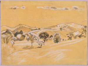 Paysage à la craie blanche et noire du livre de A.B. Davies, édition -38, 50