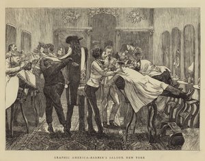 Amérique graphique, salon de barbier, New York