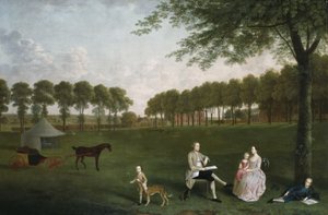 Sir John Shaw et sa famille dans le parc d