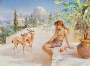 Une fille avec des gazelles