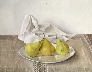 Trois poires sur une assiette, nature morte (1990) - Arthur Easton