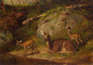 Biche et Deux Faons