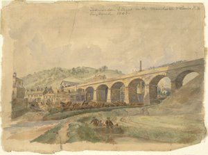Viaduc de Todmorden sur le chemin de fer Manchester & Leeds, Angleterre 1843 - Arthur Fitzwilliam Tait