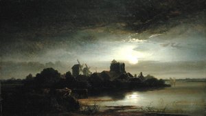 Un village au clair de lune - Arthur Gilbert