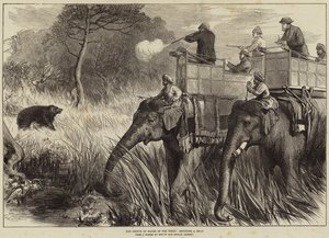 Le Prince de Galles dans le Terai, chassant un Ours