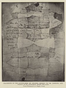 Fragments de la lettre envoyée par le Colonel Rhodes au Dr Jameson, et ramassée à Doornkop après le Raid