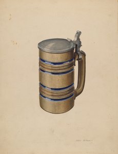 Chope de bière en grès et étain - Arthur Mathews