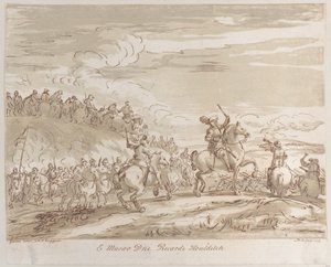 Cavalerie avançant à la charge, avec une figure centrale à cheval brandissant une épée, 1735 - Arthur Pond