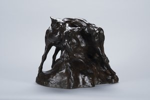 Puma portant une carcasse de cerf, vers 1900 (bronze) - Arthur Putnam
