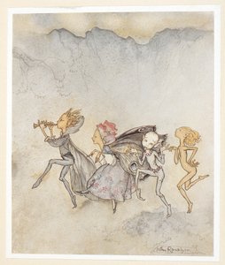 ACTE IV : Scène I, ligne 46 Chacun, trébuchant sur son orteil, sera ici avec balai et grimace. Nymphes.