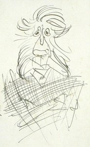 Une tête grotesque et poilue