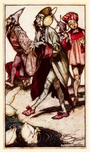 Un gentleman laputien se promenant de la Partie III : Un voyage à Laputa etc. dans les Voyages de Gulliver par Jonathan Swift