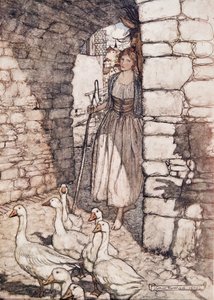 Hélas ! Cher Falada, là tu es suspendu, des Contes de fées des frères Grimm, pub. 1909 - Arthur Rackham