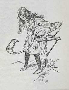 Alice jouant au croquet avec un flamant rose