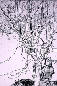 Alors que je réfléchissais, il chevauchait sur son chemin, illustration de 