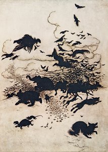 À la troisième piqûre, le renard hurla et sa queue descendit entre ses jambes, des Contes de fées des frères Grimm, pub. 1909 - Arthur Rackham