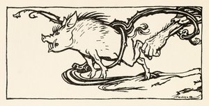 Carl attrapant un sanglier pour son souper de Le Carl du manteau drap dans Contes de fées irlandais - Arthur Rackham