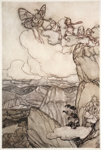 Fées dans les montagnes, de Rip Van Winkle par Washington Irving, pub. 1910