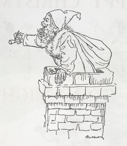 Père Noël descendant par une cheminée - Arthur Rackham