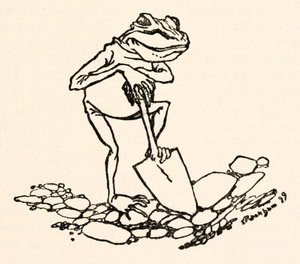 Grenouille avec une pelle de Les Voyages de Gulliver par Jonathan Swift - Arthur Rackham