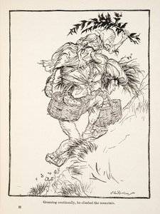 Gémissant continuellement, il gravit la montagne, de Petit Frère & Petite Sœur et autres contes par les frères Grimm, pub.1917 (litho) - Arthur Rackham