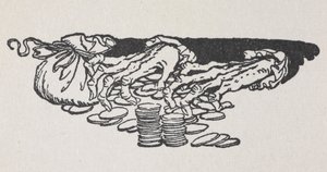 Illustration des mains de Scrooge comptant de l