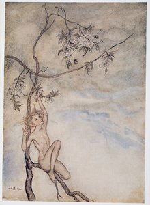 Merrily, merrily shall I live now under the blossom that hangs on the bough, illustration de La Tempête de William Shakespeare, pub. 1926