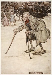 Vieil homme avec deux bâtons, de Rip Van Winkle par Washington Irving, pub. 1910 - Arthur Rackham