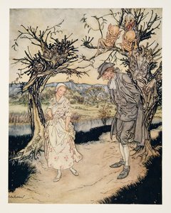 Flânant dans le crépuscule, de La Légende de Sleepy Hollow par Washington Irving (1783 - 1859), pub. 1928 - Arthur Rackham