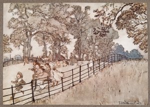 La bosse qui est la partie de la grande allée où se déroulent toutes les grandes courses, de Peter Pan dans les jardins de Kensington par J M Barrie, pub. 1906