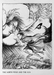 Le Vent du Nord et le Soleil, illustration de 