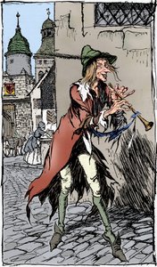 Le joueur de flûte de Hamelin, 1934 - Arthur Rackham