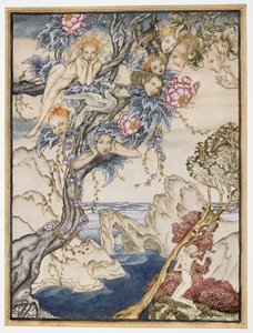 The isle is full of noises, sounds and sweet airs, that give delight and hurt not, illustration de La Tempête de William Shakespeare, pub. 1926