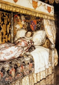 La princesse endormie, illustration par Arthur Rackham pour le conte de Charles Perrault "La Belle au bois dormant"