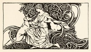 Tuiren avec Bran et Sceólan de La naissance de Bran dans Contes de fées irlandais - Arthur Rackham