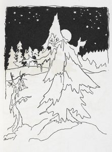 Deux hommes-arbres dans un bois enneigé - Arthur Rackham