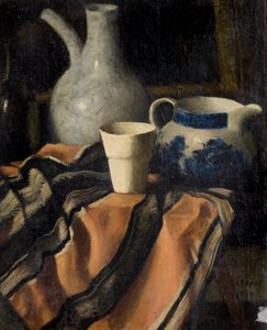 Nature morte sur tissu rayé