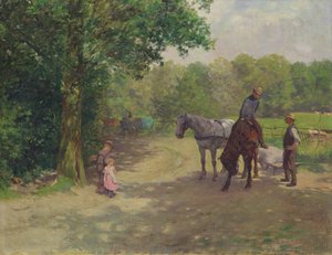 Paysage avec cheval et charrette