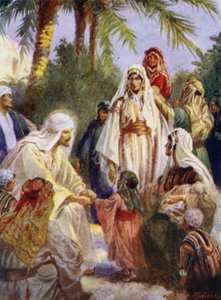 Jésus et les enfants (lithographie en couleur) - Arthur Twidle