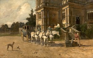 Vue de face de Wollaton Hall, Nottingham avec cheval et calèche, vers 1880-1906 - Arthur Walker Redgate
