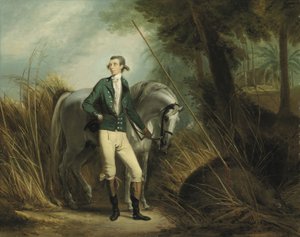 Un gentleman chassant le sanglier dans un paysage indien