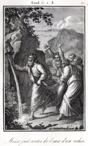 Bible- Moïse frappant le rocher et de l