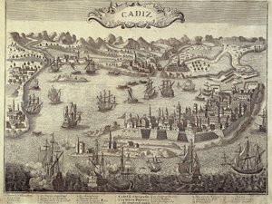 Ville et port de Cadix. Gravure. ESPAGNE. ANDALOUSIE. Cadix. Musée de Cadix - Artist Unknown