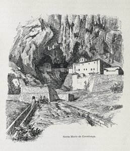 Covadonga. Ermitage de Santa Maria. Gravure. ESPAGNE. ARAGON. Saragosse. Académie militaire générale - Artist Unknown